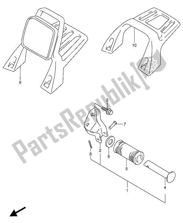 All parts for the Stand Grip & Carrier of the Suzuki VX 800U 1991