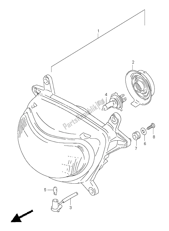 All parts for the Headlamp (e2-e24) of the Suzuki XF 650 Freewind 1999