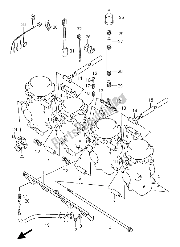 Alle onderdelen voor de Carburateur Fittingen van de Suzuki GSX 600F 2004