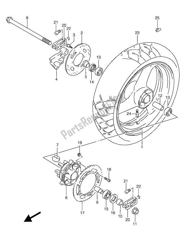 Todas as partes de Roda Traseira do Suzuki RGV 250 1992