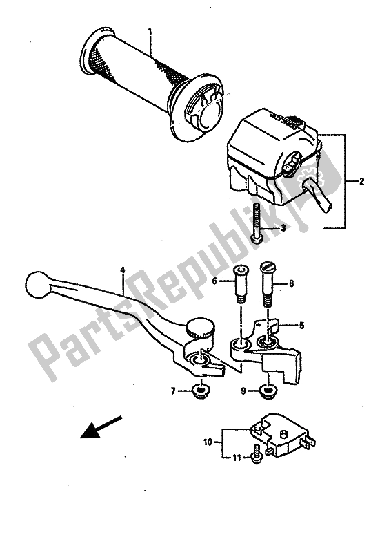 All parts for the Rh Handle Switch of the Suzuki RGV 250 1989