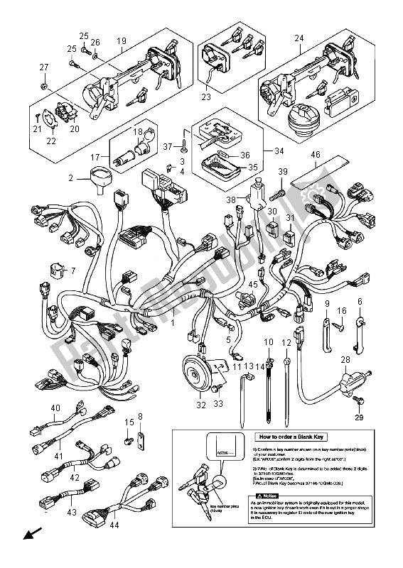 Tutte le parti per il Cablaggio (an400za E19) del Suzuki Burgman AN 400 AZA 2014