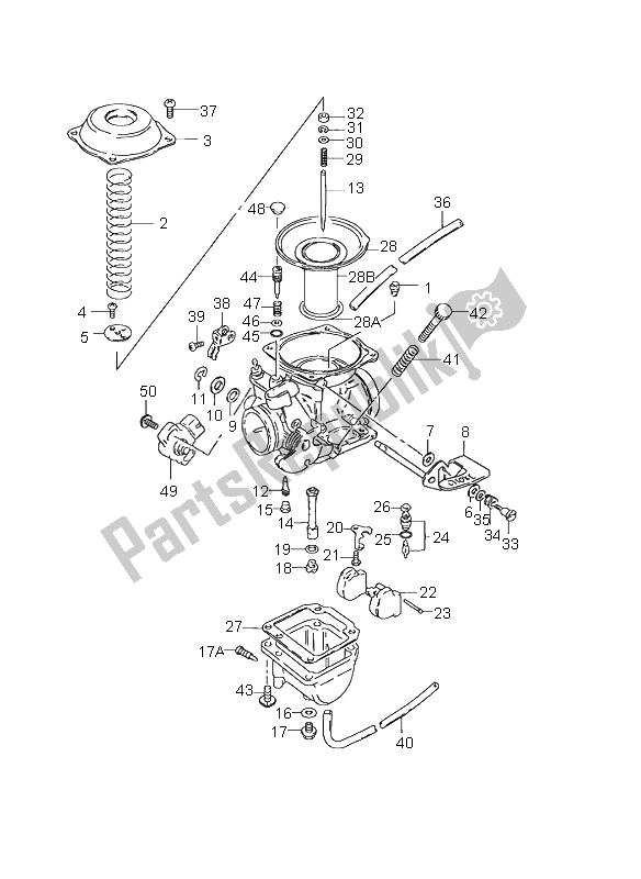All parts for the Carburetor of the Suzuki GN 125E 1999