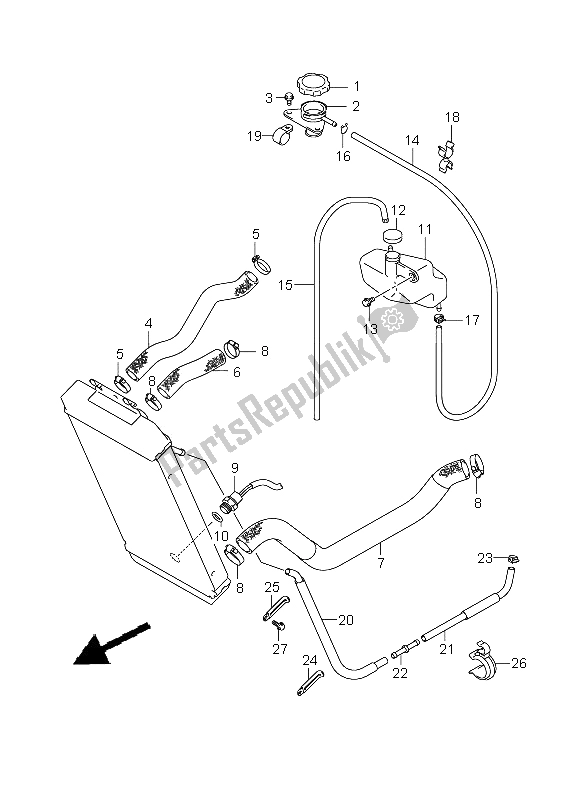 Alle onderdelen voor de Radiator Slang van de Suzuki VZ 800Z Intruder 2008