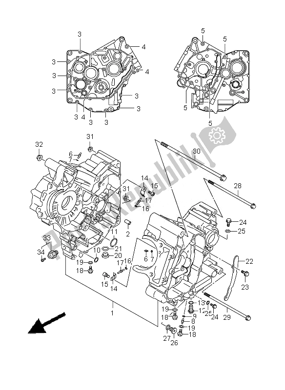 All parts for the Crankcase of the Suzuki SFV 650A Gladius 2010