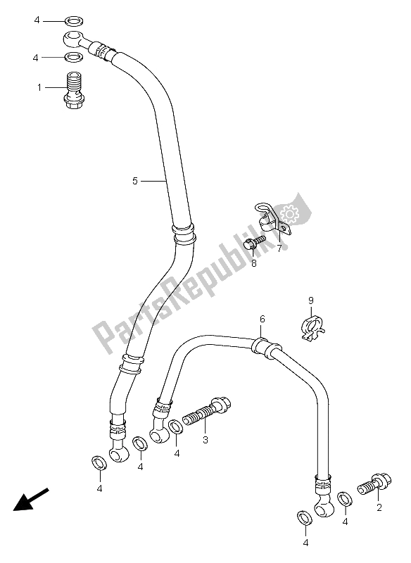 All parts for the Front Brake Hose of the Suzuki GSX R 600X 2005