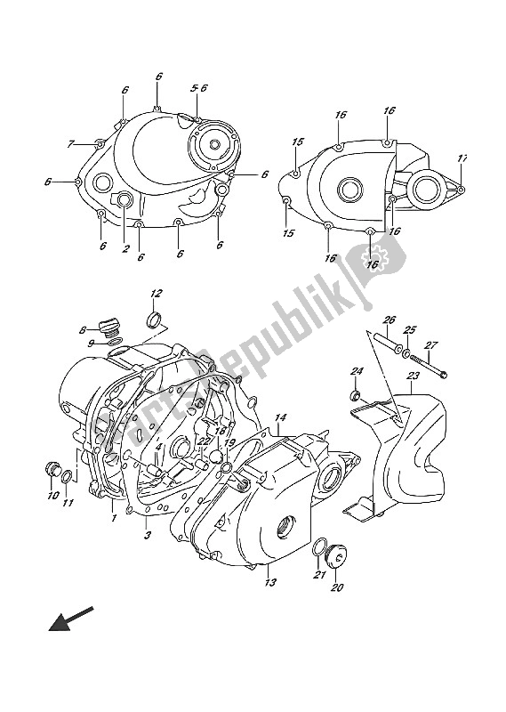 All parts for the Crankcase Cover of the Suzuki RV 125 2016