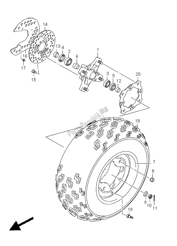 All parts for the Front Wheel (lt-z400) of the Suzuki LT Z 400Z Quadsport 2012