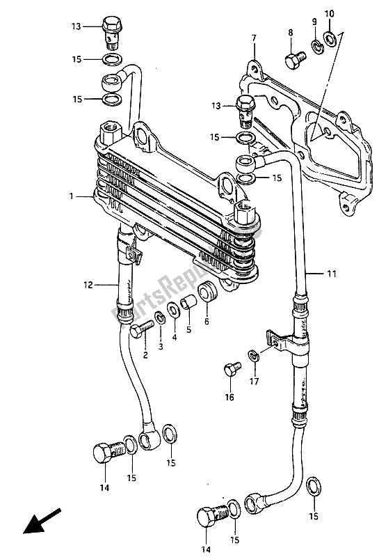 Tutte le parti per il Radiatore Dell'olio del Suzuki GSX 750 Esefe 1985