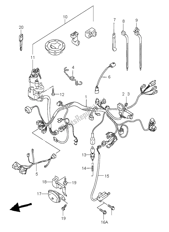 All parts for the Wiring Harness of the Suzuki GSX 600F 2001