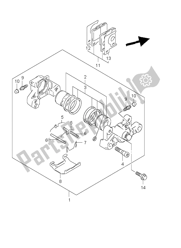 All parts for the Rear Caliper of the Suzuki GSF 600 NS Bandit 2000