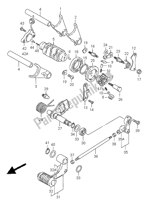 All parts for the Gear Shifting of the Suzuki LS 650 Savage 2002