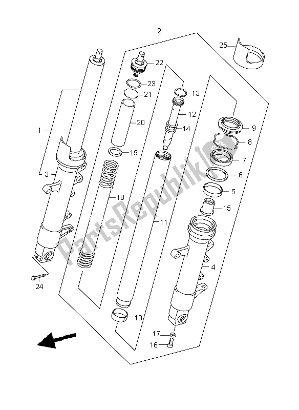 All parts for the Front Damper of the Suzuki GSR 600 2006