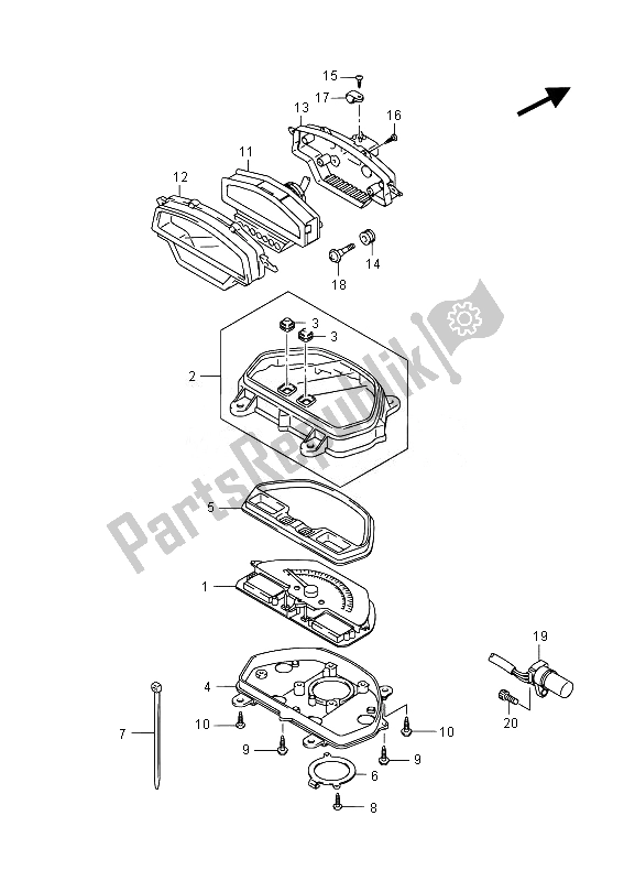 All parts for the Speedometer (vzr1800 E02) of the Suzuki VZR 1800 M Intruder 2014