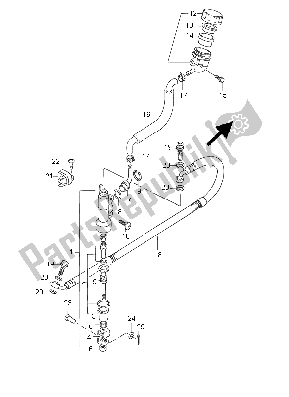 Todas as partes de Cilindro Mestre Traseiro do Suzuki RM 85 2002