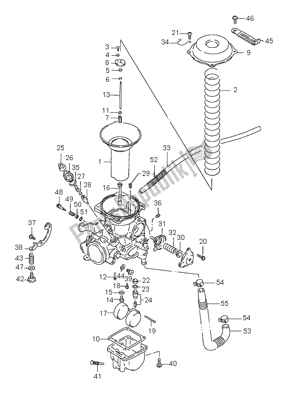 Todas las partes para Carburador (trasero) de Suzuki VS 1400 Intruder 1996