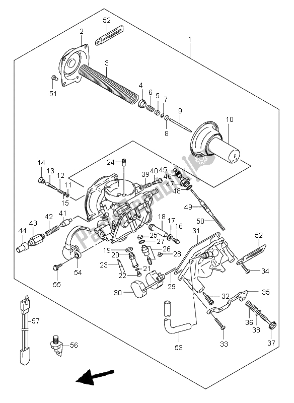 Tutte le parti per il Carburatore del Suzuki VL 125 Intruder 2002