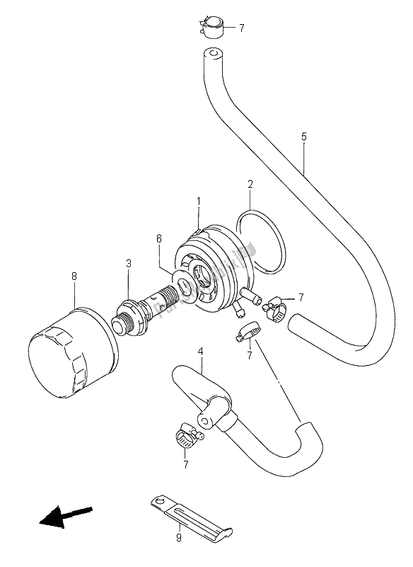 Tutte le parti per il Radiatore Olio E Filtro Olio del Suzuki RF 600R 1995