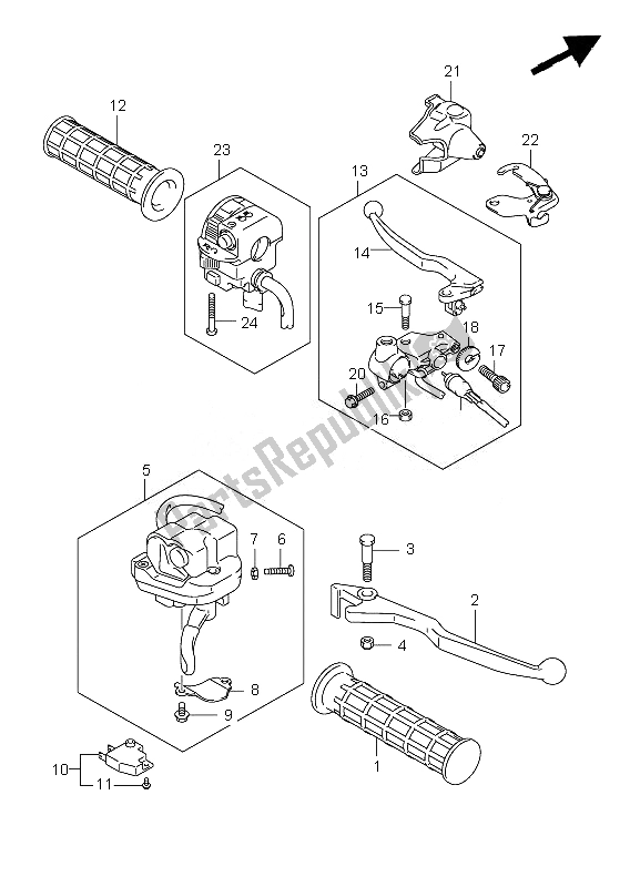 Toutes les pièces pour le Levier De Poignée du Suzuki LT A 450 XZ Kingquad 4X4 2010