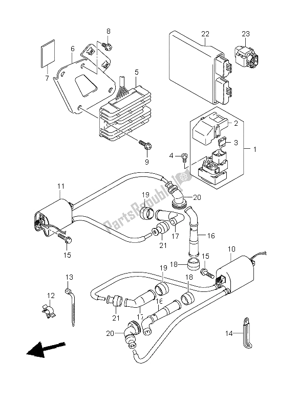 All parts for the Electrical of the Suzuki DL 650A V Strom 2009