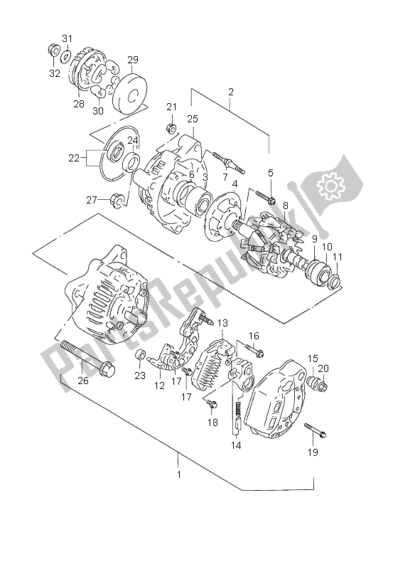 Alle onderdelen voor de Dynamo van de Suzuki GSX 750F 2002