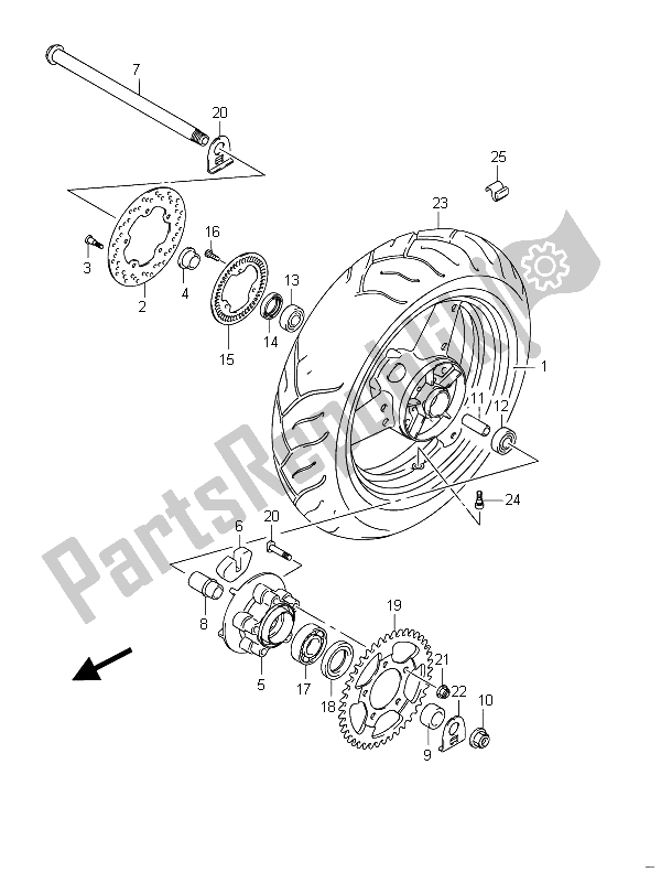 All parts for the Rear Wheel (gsf650sua) of the Suzuki GSF 650 Sasa Bandit 2011