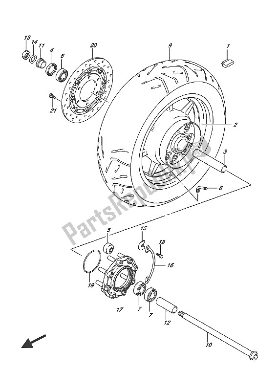 All parts for the Rear Wheel of the Suzuki VL 1500 BT Intruder 2016