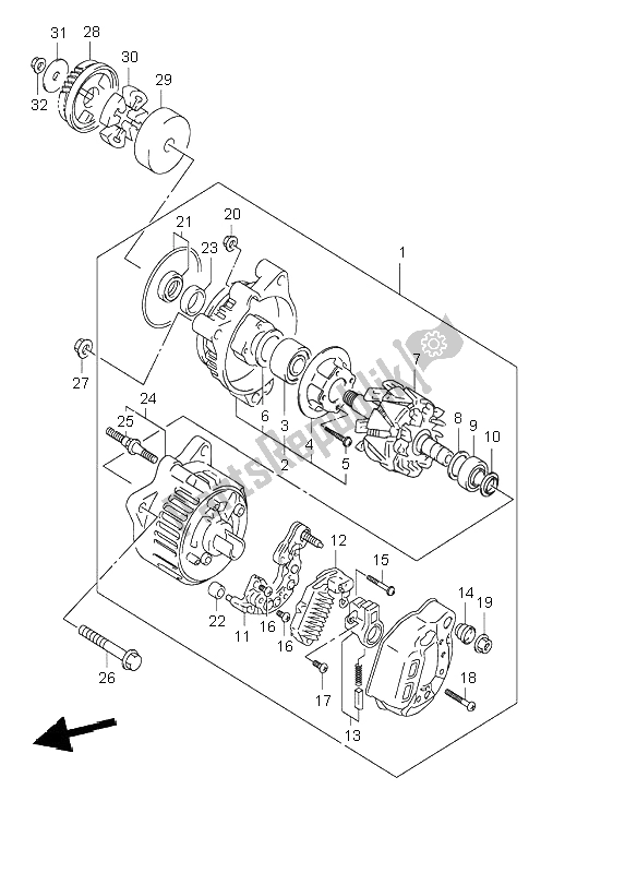 All parts for the Alternator of the Suzuki GSF 1200 NSZ Bandit 2004