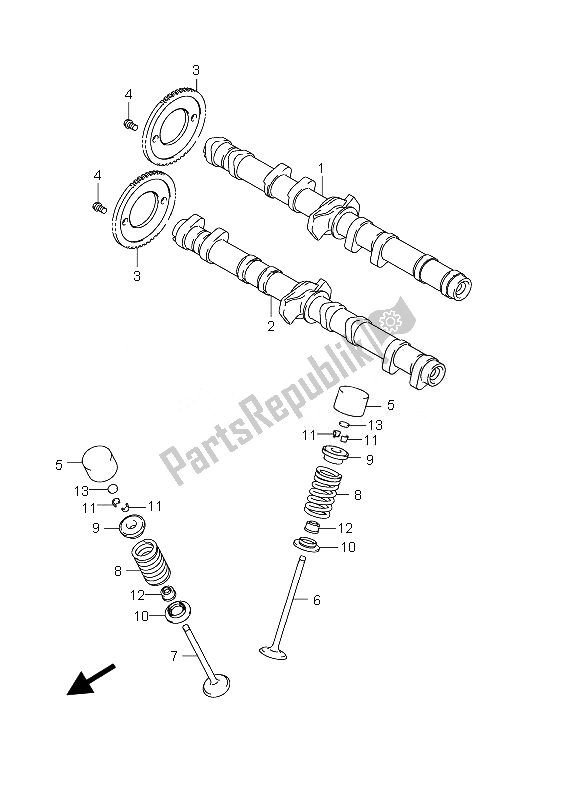Todas las partes para Eje De Levas Y Válvula de Suzuki GSX 1250 FA 2010