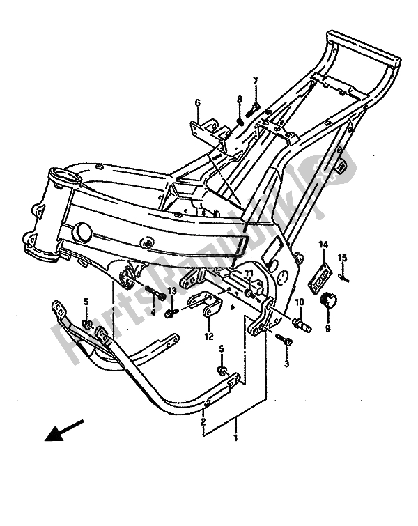 All parts for the Frame of the Suzuki RGV 250 1989