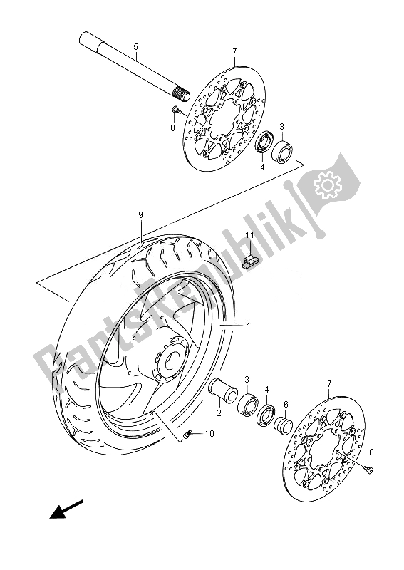 All parts for the Front Wheel (vzr1800uf E19) of the Suzuki VZR 1800 M Intruder 2014