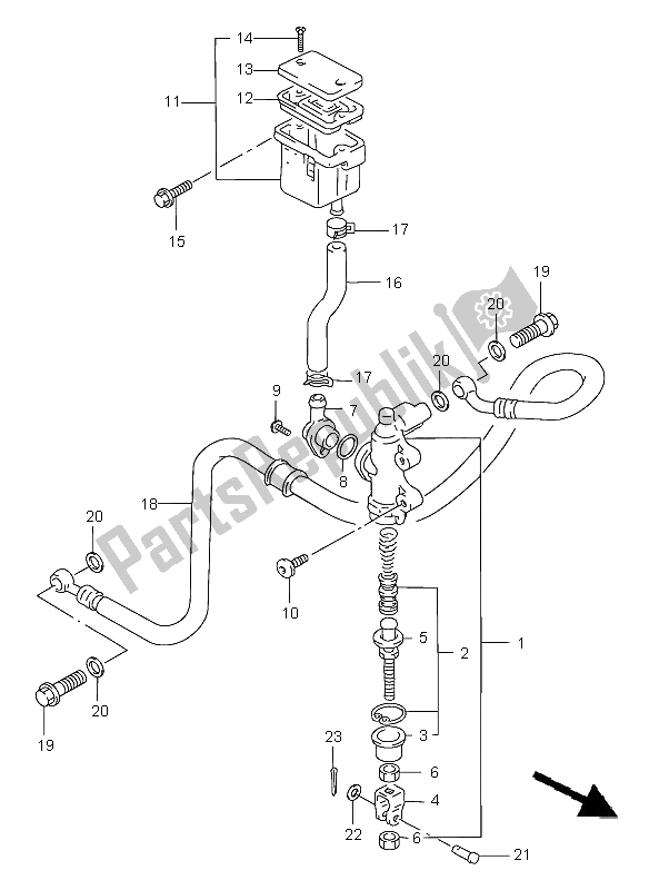 Toutes les pièces pour le Maître-cylindre Arrière (gsf1200-s) du Suzuki GSF 1200 Nssa Bandit 1997