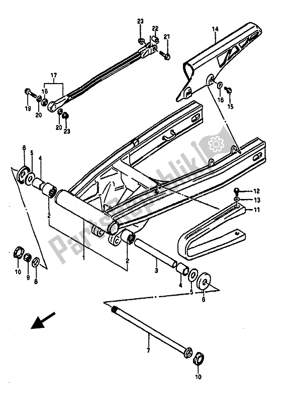 Toutes les pièces pour le Bras Oscillant Arrière du Suzuki GSX R 1100 1988