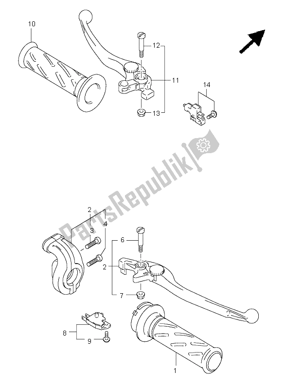 All parts for the Handle Lever (sv1000s-s1-s2) of the Suzuki SV 1000 NS 2004