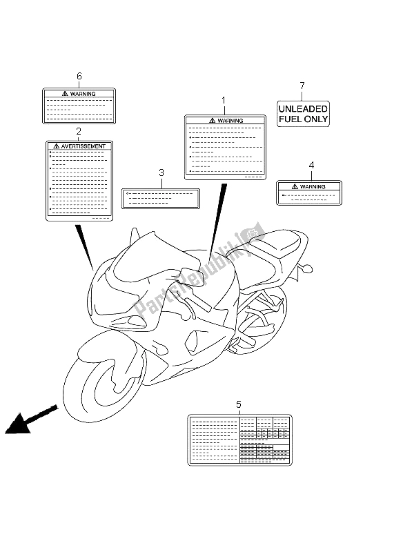 Tutte le parti per il Etichetta del Suzuki GSX R 1000 2001