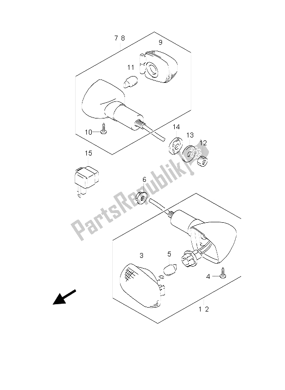 Alle onderdelen voor de Richtingaanwijzerlamp (p24) van de Suzuki GS 500 2003