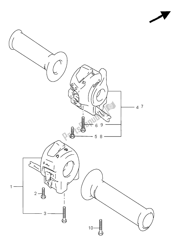 All parts for the Handle Switch of the Suzuki GSX R 750 1996