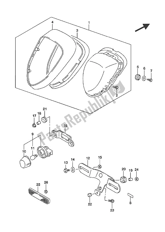 All parts for the Rear Combination Lamp (vl800 E02) of the Suzuki VL 800 Intruder 2016