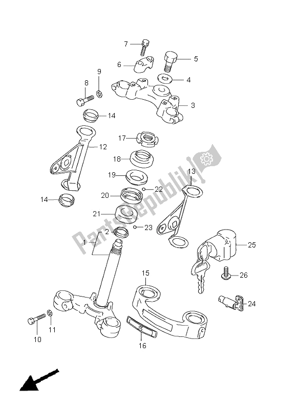 Alle onderdelen voor de Stuurpen van de Suzuki GN 125E 2001