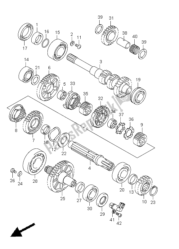 All parts for the Transmission (2) of the Suzuki LT A 750 XPZ Kingquad AXI 4X4 2011