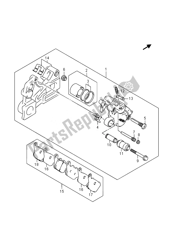 Toutes les pièces pour le étrier Arrière (gsr750) du Suzuki GSR 750A 2014