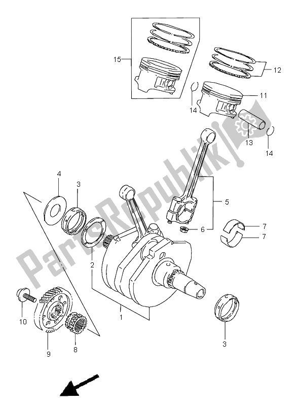 All parts for the Crankshaft of the Suzuki VZ 800 Marauder 2000