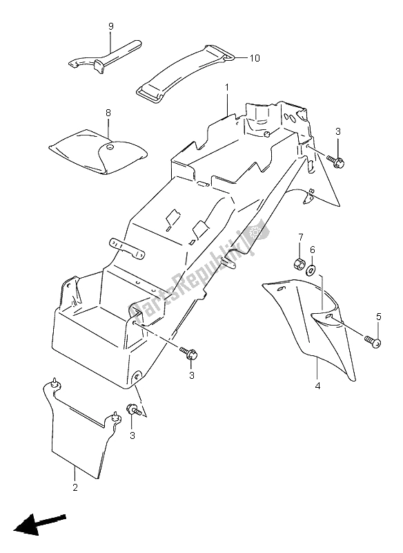 All parts for the Rear Fender of the Suzuki GSF 600 NS Bandit 1998