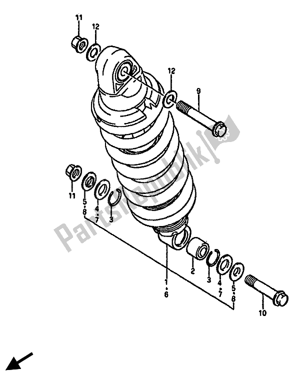 Wszystkie części do Tylny Amortyzator Suzuki GSX R 750X 1987