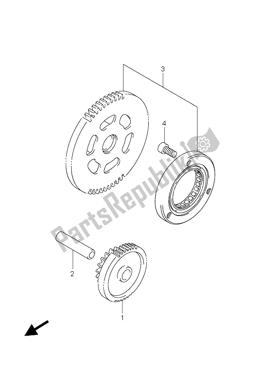 All parts for the Starter Clutch of the Suzuki UH 200 Burgman 2009