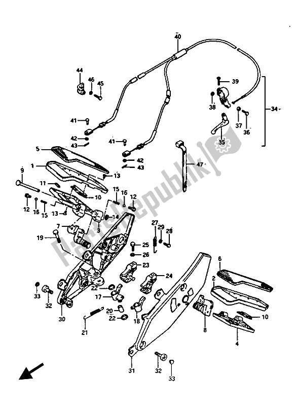 Todas las partes para Reposapiés Del Pasajero de Suzuki GV 1400 Gdgc 1987