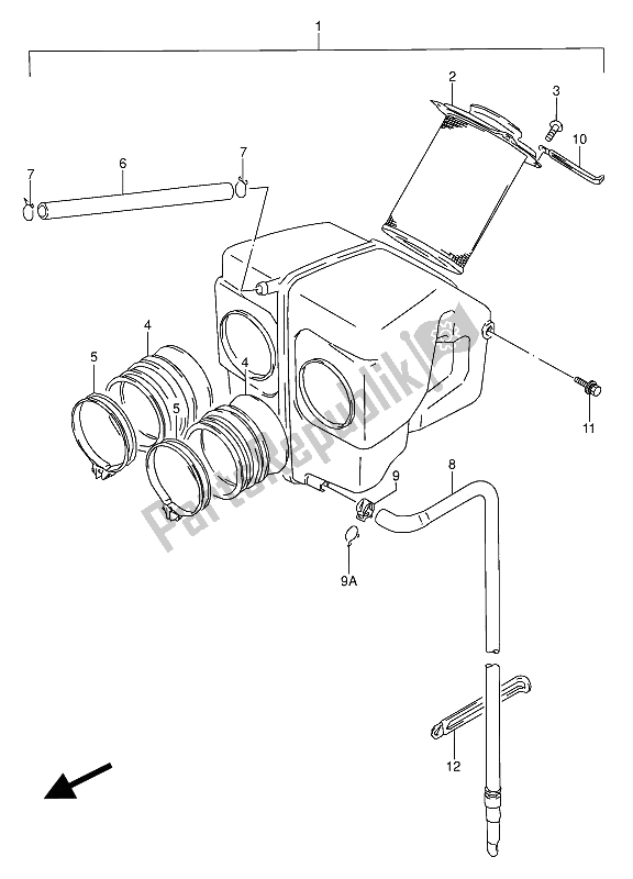 Alle onderdelen voor de Luchtfilter van de Suzuki GS 500 EU 1991