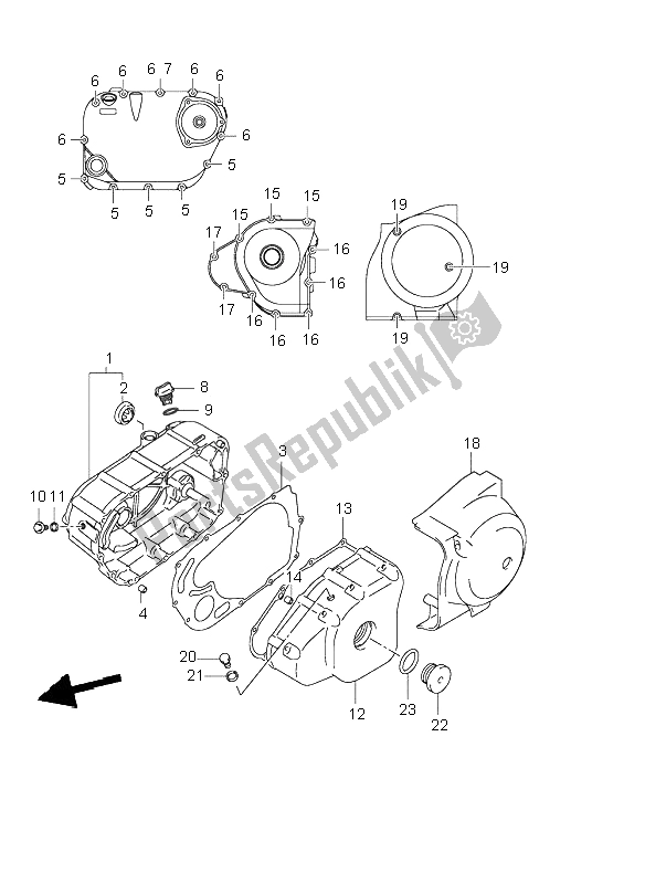 Tutte le parti per il Coperchio Del Carter del Suzuki VL 250 Intruder 2003