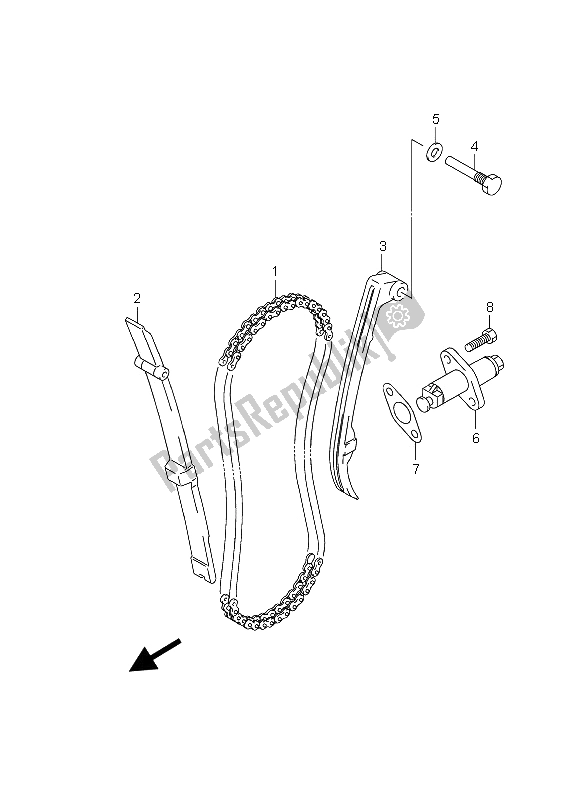 All parts for the Cam Chain of the Suzuki GZ 125 Marauder 2006