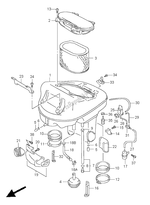 All parts for the Air Cleaner of the Suzuki TL 1000S 1998